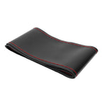 Universal Steering Wheel Cover with Needle Thread Protector for External Diameter of 3738cm(Black Red Thread )