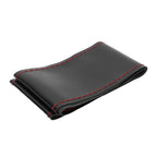 Universal Steering Wheel Cover with Needle Thread Protector for External Diameter of 3738cm(Black Red Thread )