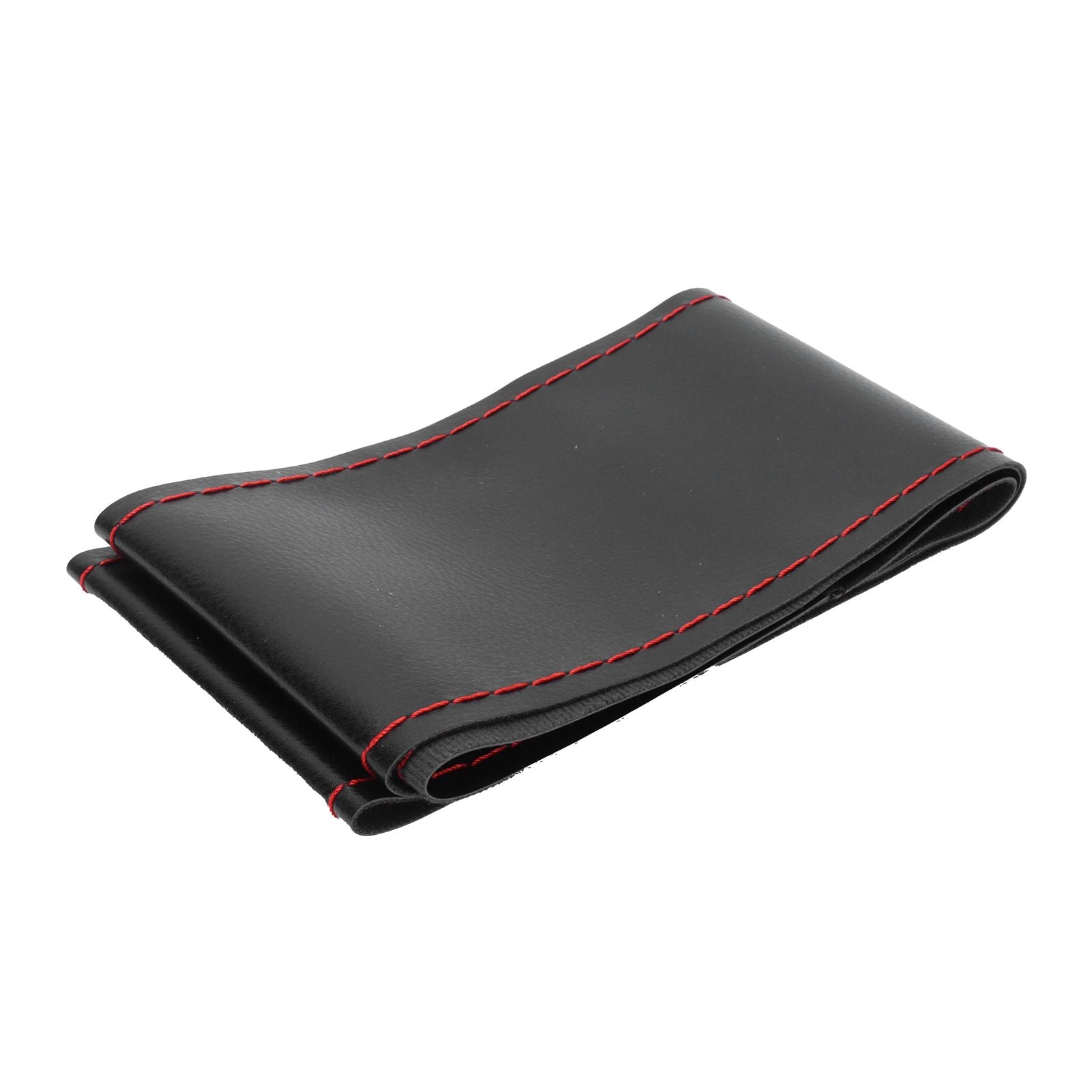 Universal Steering Wheel Cover with Needle Thread Protector for External Diameter of 3738cm(Black Red Thread )