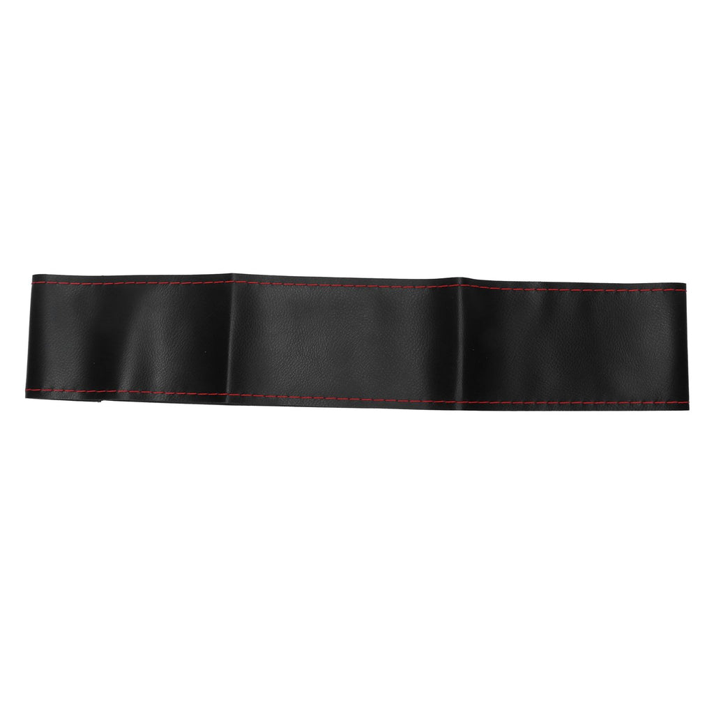 Universal Steering Wheel Cover with Needle Thread Protector for External Diameter of 3738cm(Black Red Thread )