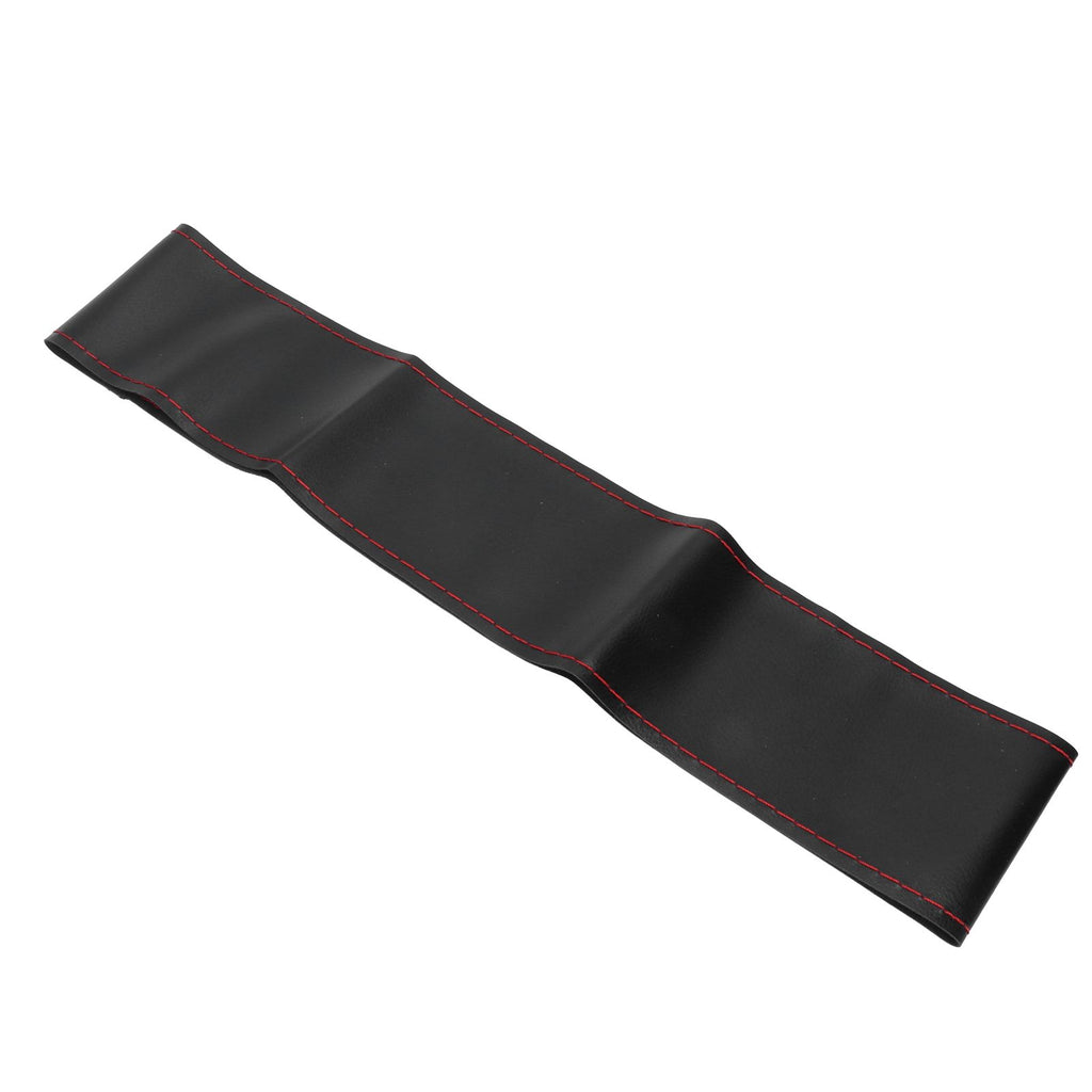 Universal Steering Wheel Cover with Needle Thread Protector for External Diameter of 3738cm(Black Red Thread )