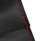 Universal Steering Wheel Cover with Needle Thread Protector for External Diameter of 3738cm(Black Red Thread )