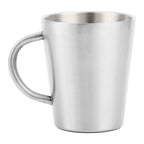 300ml Portable Mug 304 Stainless Steel Double Walled Insulated Coffee Beer Cup with HandleGlossy Silver