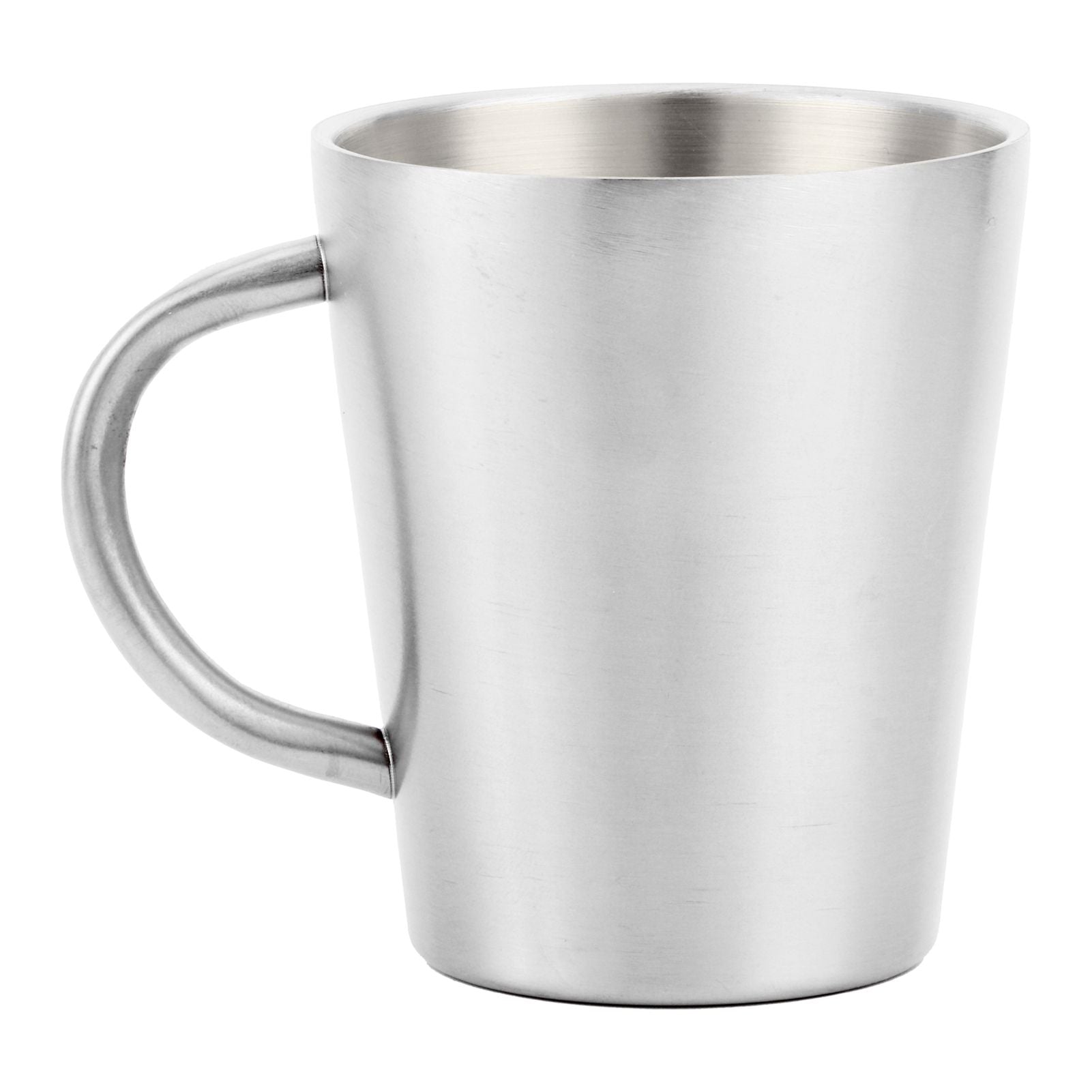 300ml Portable Mug 304 Stainless Steel Double Walled Insulated Coffee Beer Cup with HandleGlossy Silver