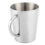 300ml Portable Mug 304 Stainless Steel Double Walled Insulated Coffee Beer Cup with HandleGlossy Silver