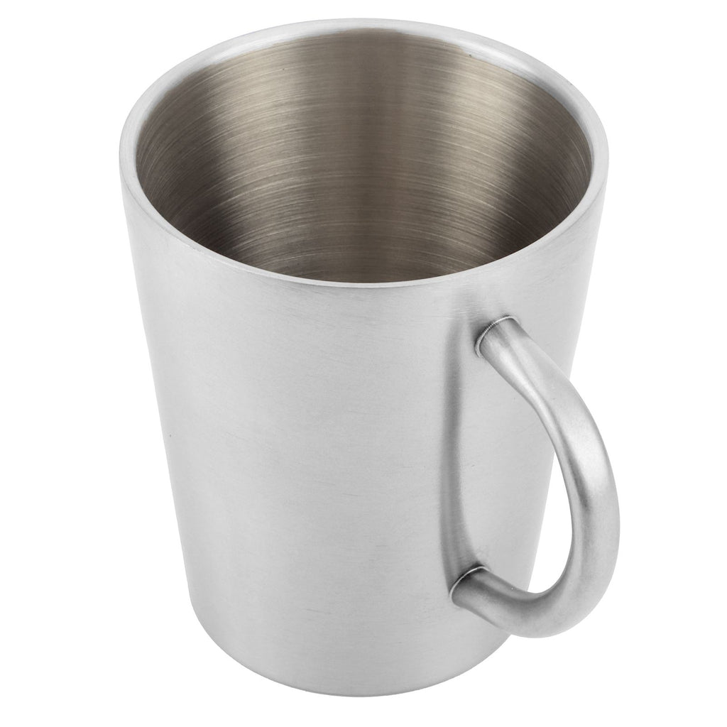 300ml Portable Mug 304 Stainless Steel Double Walled Insulated Coffee Beer Cup with HandleGlossy Silver