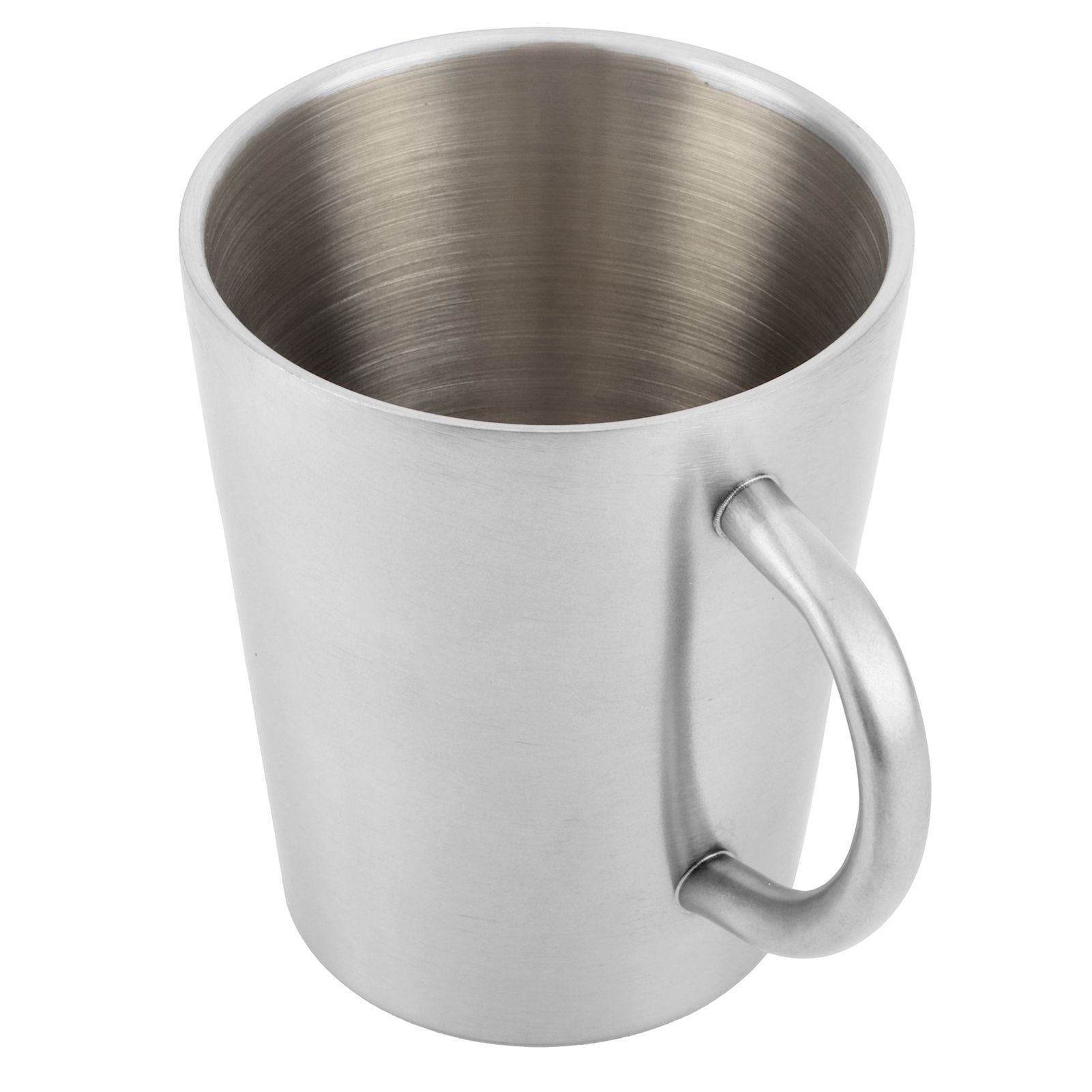 300ml Portable Mug 304 Stainless Steel Double Walled Insulated Coffee Beer Cup with HandleGlossy Silver