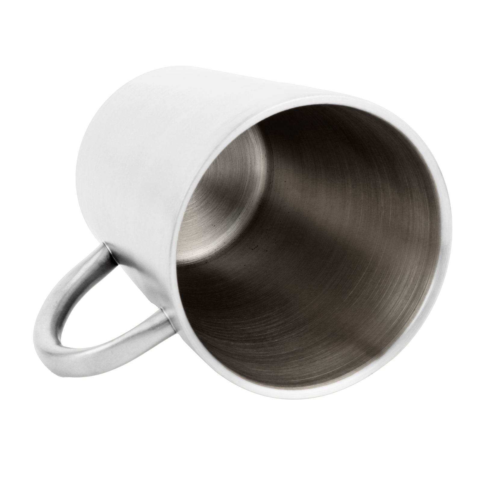 300ml Portable Mug 304 Stainless Steel Double Walled Insulated Coffee Beer Cup with HandleGlossy Silver