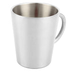 300ml Portable Mug 304 Stainless Steel Double Walled Insulated Coffee Beer Cup with HandleGlossy Silver