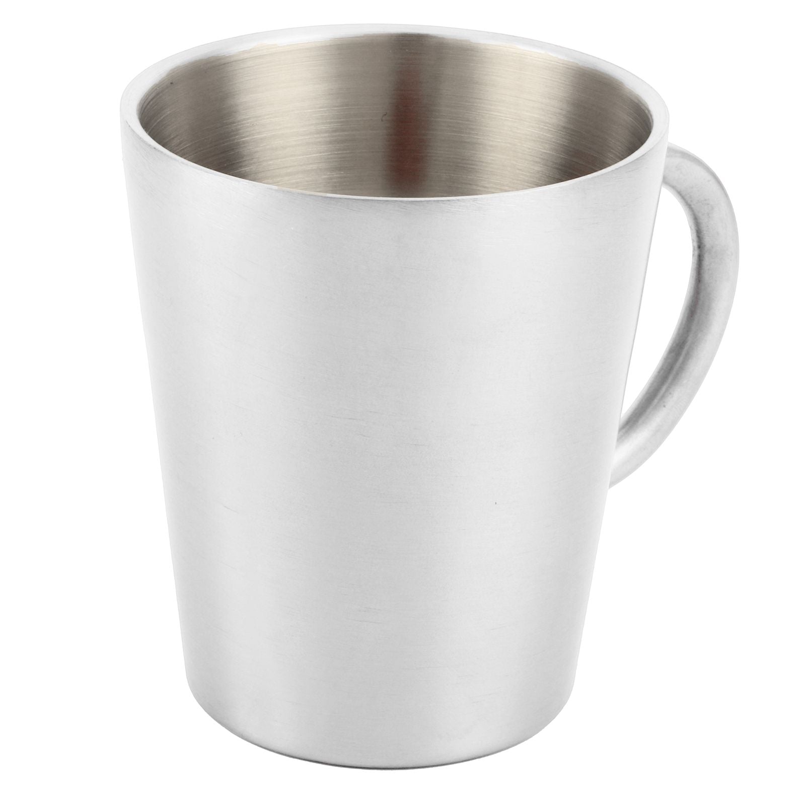 300ml Portable Mug 304 Stainless Steel Double Walled Insulated Coffee Beer Cup with HandleGlossy Silver