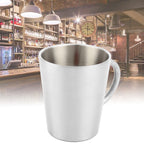 300ml Portable Mug 304 Stainless Steel Double Walled Insulated Coffee Beer Cup with HandleGlossy Silver