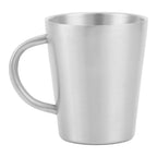 300ml Portable Mug 304 Stainless Steel Double Walled Insulated Coffee Beer Cup with HandleMatte Silver
