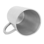 300ml Portable Mug 304 Stainless Steel Double Walled Insulated Coffee Beer Cup with HandleMatte Silver