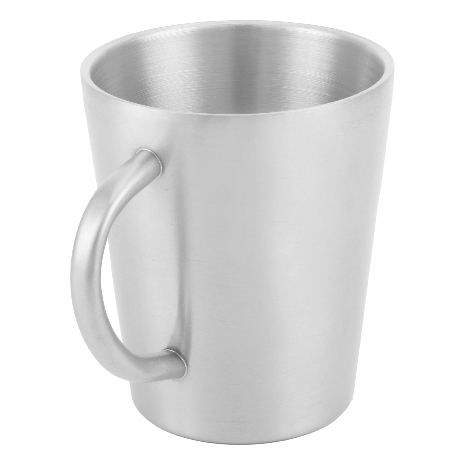 300ml Portable Mug 304 Stainless Steel Double Walled Insulated Coffee Beer Cup with HandleMatte Silver