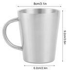 300ml Portable Mug 304 Stainless Steel Double Walled Insulated Coffee Beer Cup with HandleMatte Silver