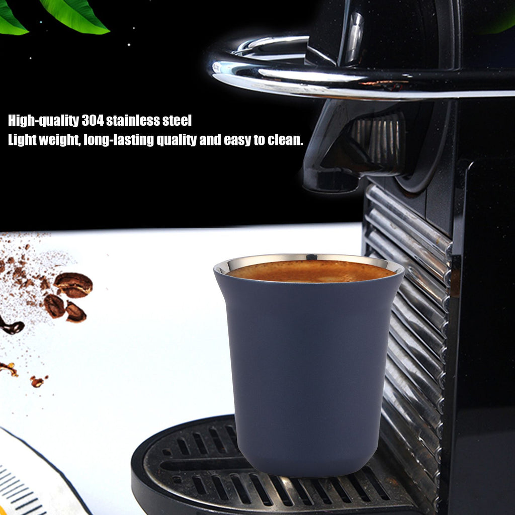 Stainless Steel Coffee Cup Double Wall Insulated Capsule Cup Mug for Home Coffee ShopDark Blue 160ml