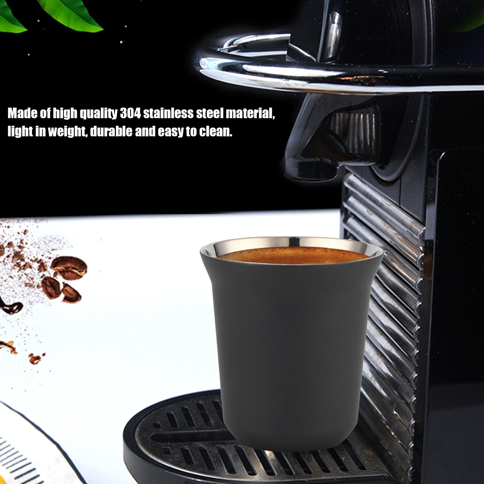 Double Wall Coffee Mug 304 Stainless Steel Insulation Capsule Cup for Kitchen SuppliesMatte Black 160ml