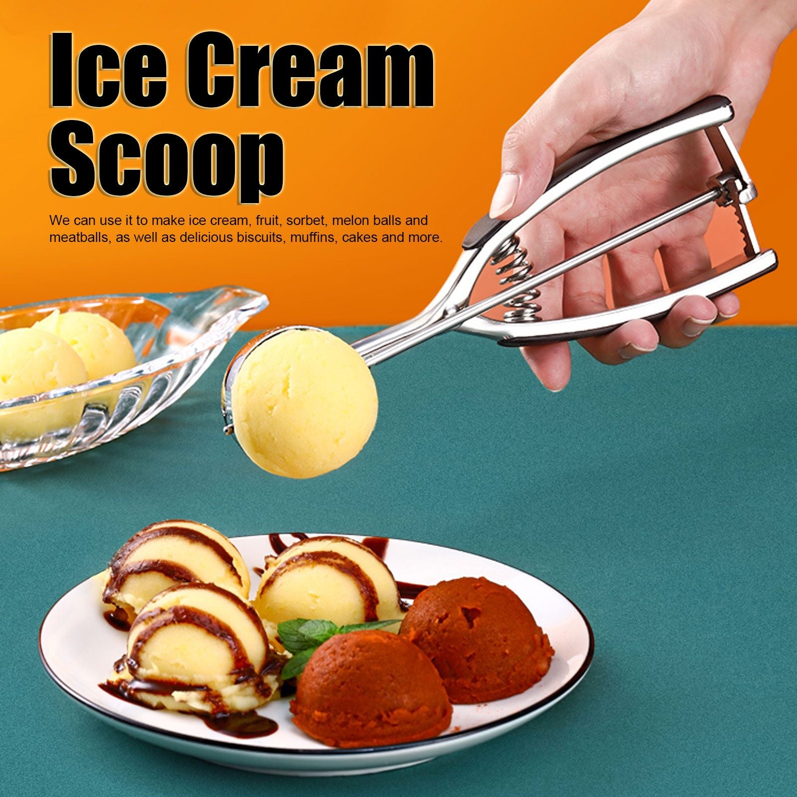 Ice Cream Spoon Stainless Steel Ice Cream Fruit Scoop Melon Baller Digging Ball for Kitchen55mm