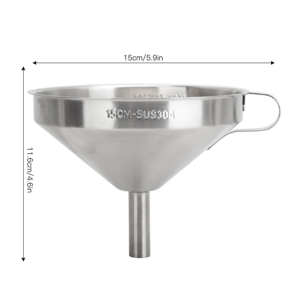 304 Stainless Steel Kitchen Funnel with Filter for Transferring of Liquid Dry Ingredients15cm Mouth Diameter