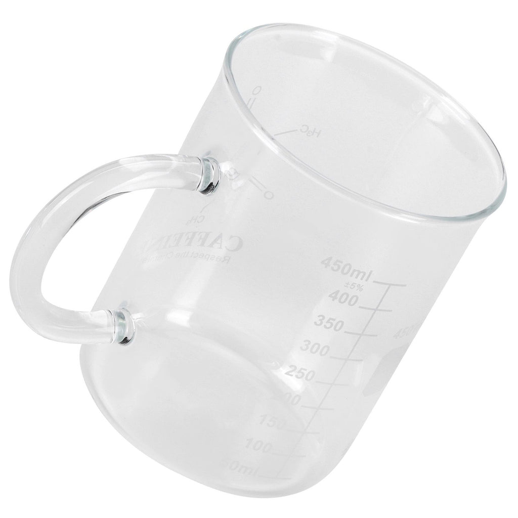 Beaker Mug Borosilicate Glass Cup with Handle and Measuring Scale for Coffee Tea