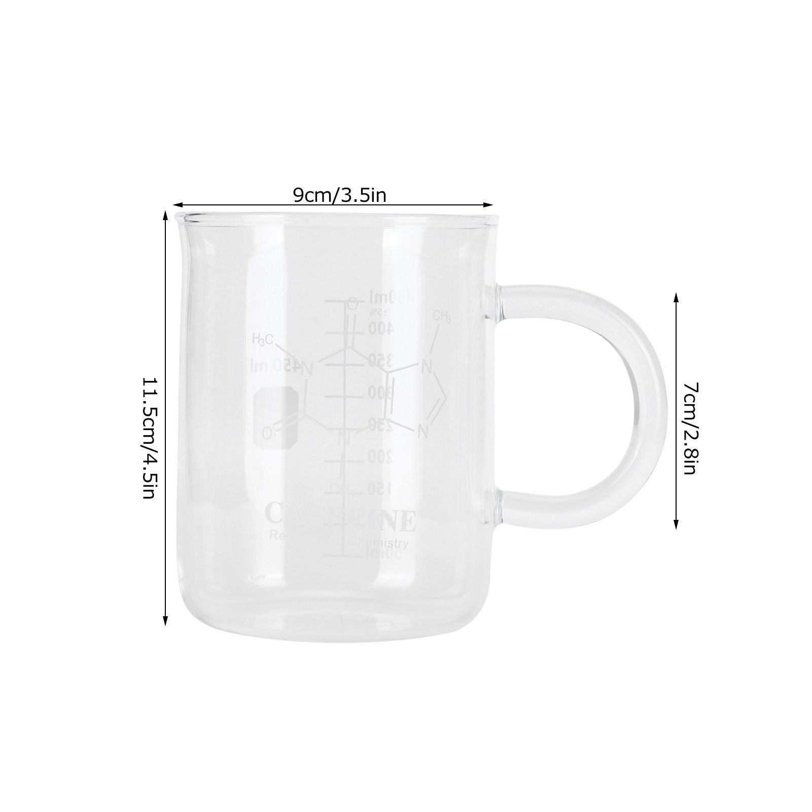 Beaker Mug Borosilicate Glass Cup with Handle and Measuring Scale for Coffee Tea