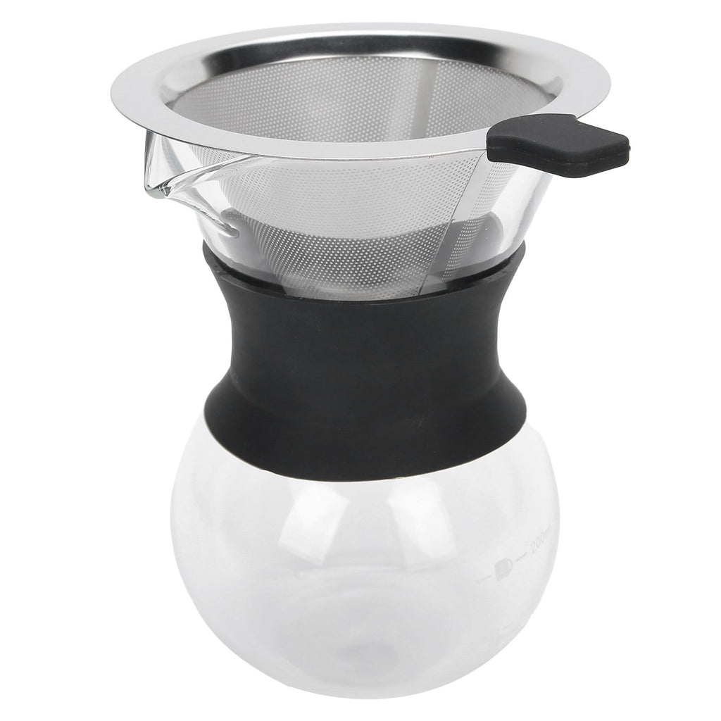 Reusable Glass Coffee Pot with Stainless Steel Filter Manual Drip Coffee Maker Set200ml