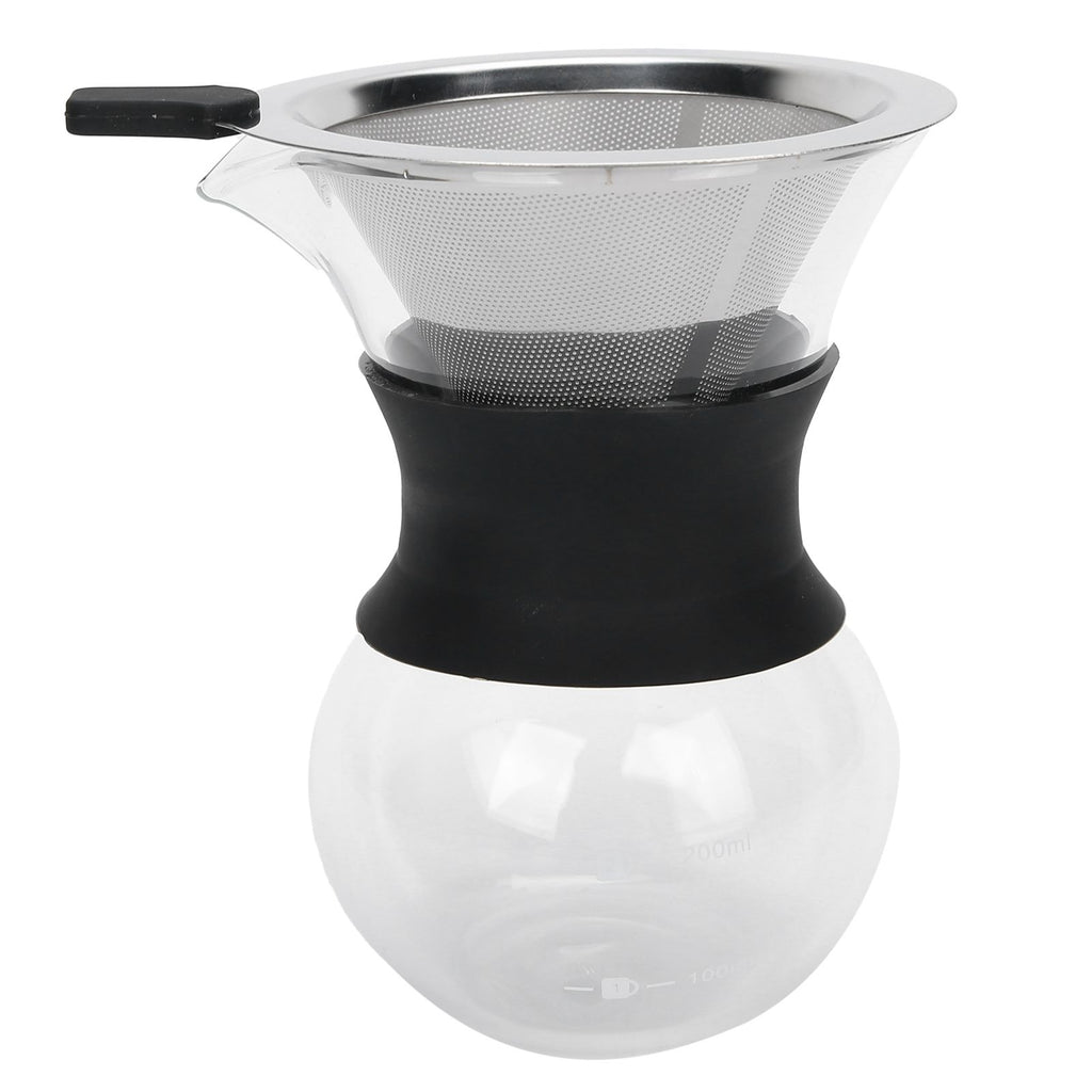 Reusable Glass Coffee Pot with Stainless Steel Filter Manual Drip Coffee Maker Set200ml