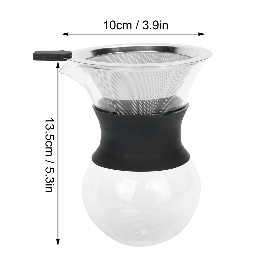 Reusable Glass Coffee Pot with Stainless Steel Filter Manual Drip Coffee Maker Set200ml