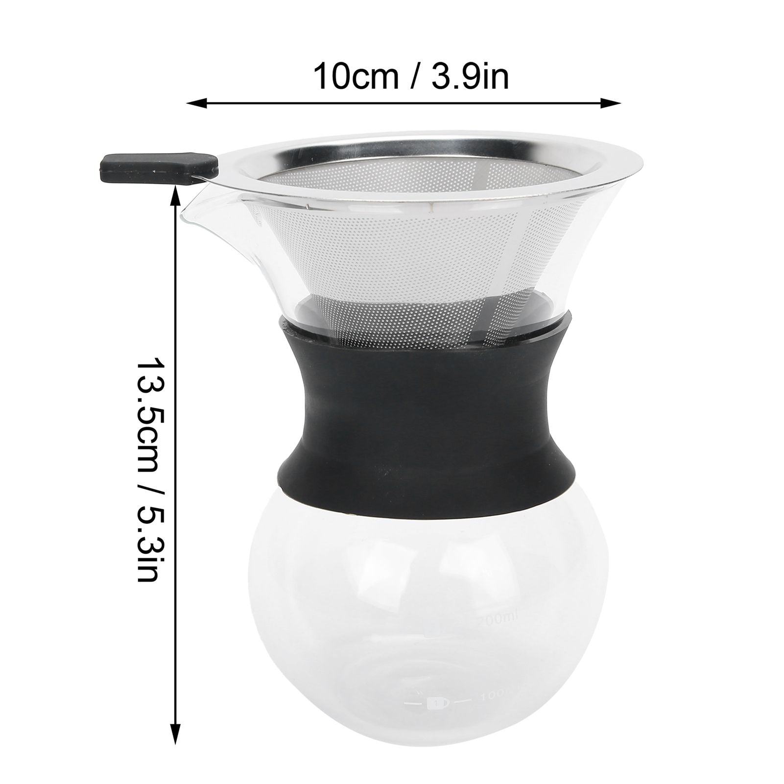 Reusable Glass Coffee Pot with Stainless Steel Filter Manual Drip Coffee Maker Set200ml