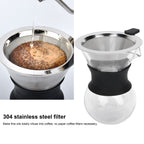 Reusable Glass Coffee Pot with Stainless Steel Filter Manual Drip Coffee Maker Set200ml