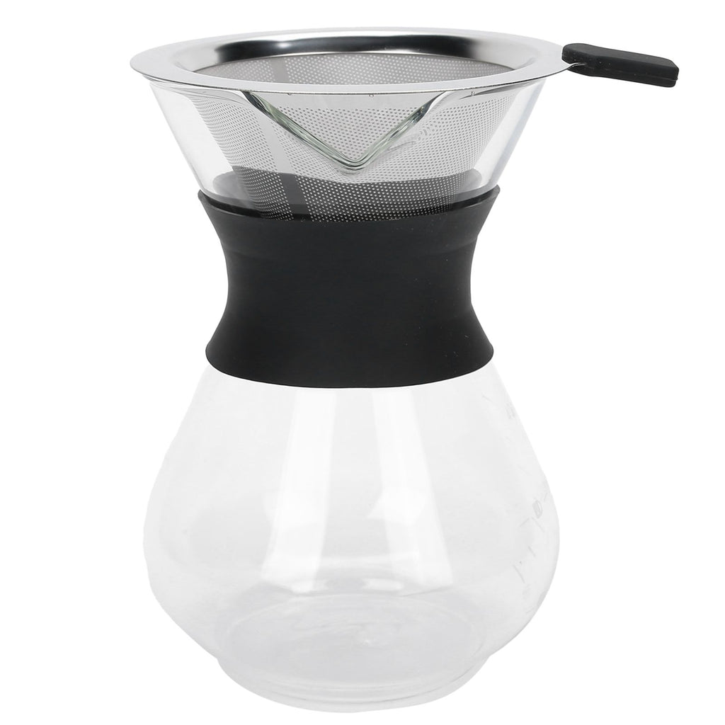 Reusable Glass Coffee Pot with Stainless Steel Filter Manual Drip Coffee Maker Set400ml
