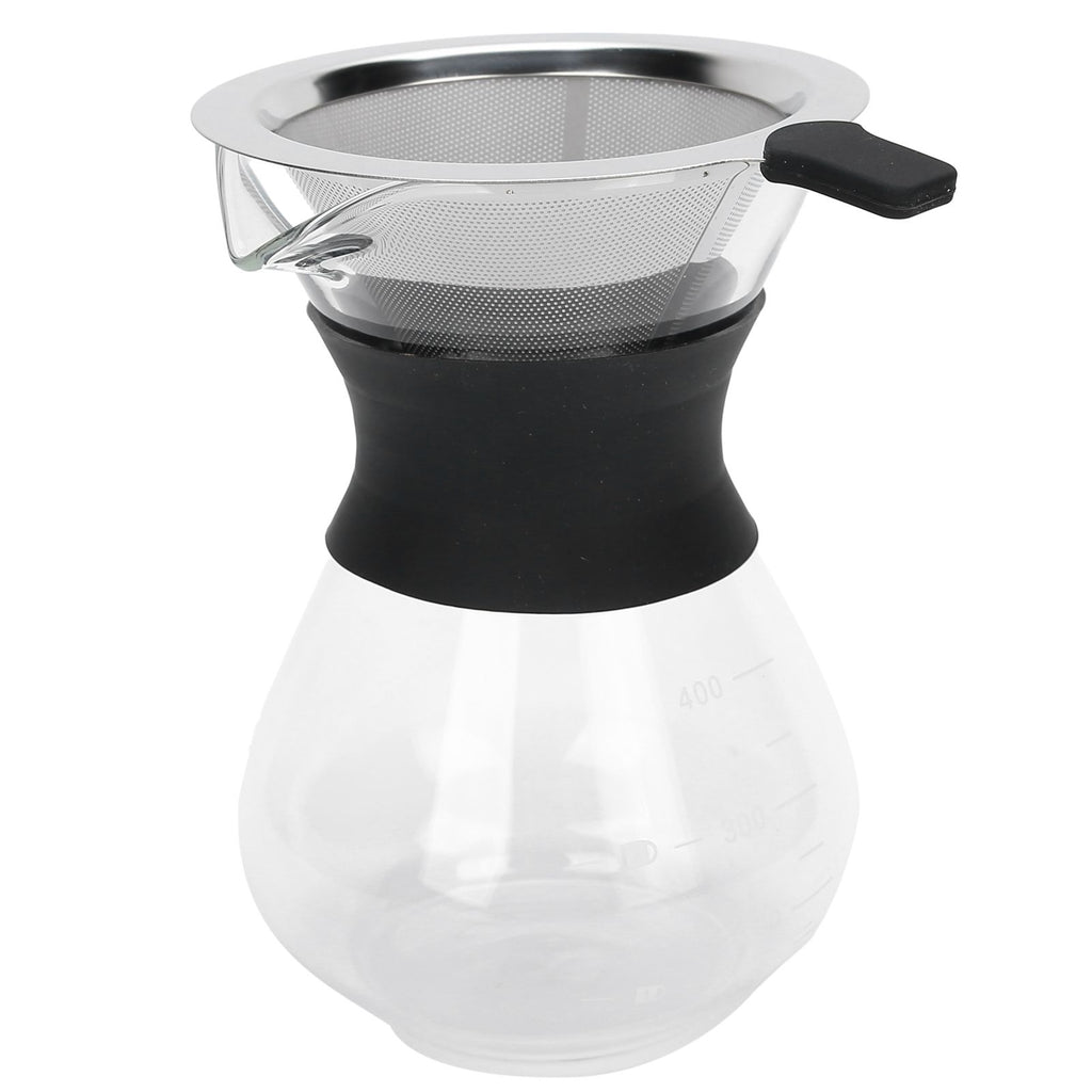 Reusable Glass Coffee Pot with Stainless Steel Filter Manual Drip Coffee Maker Set400ml