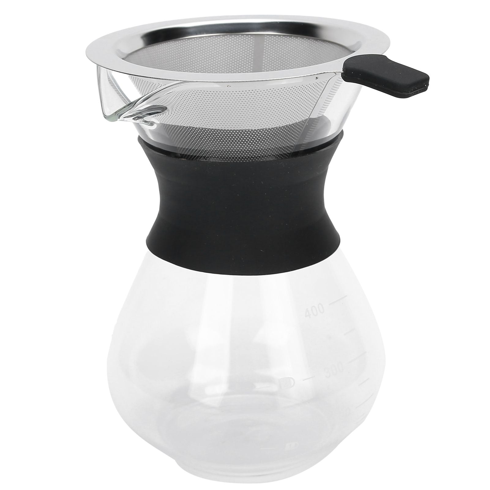 Reusable Glass Coffee Pot with Stainless Steel Filter Manual Drip Coffee Maker Set400ml