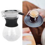 Reusable Glass Coffee Pot with Stainless Steel Filter Manual Drip Coffee Maker Set400ml