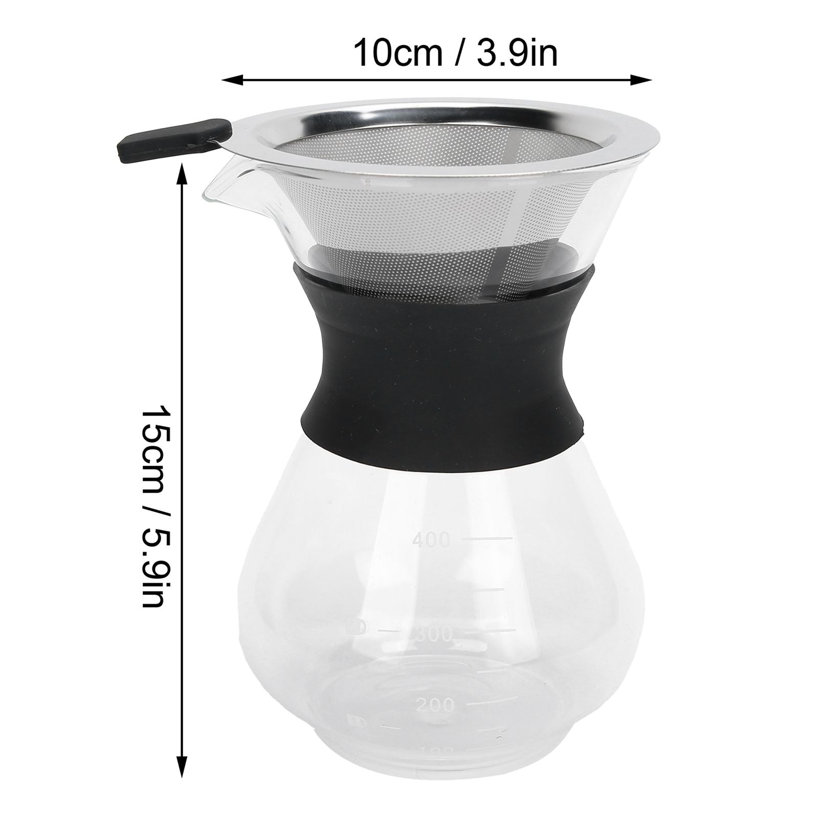 Reusable Glass Coffee Pot with Stainless Steel Filter Manual Drip Coffee Maker Set400ml