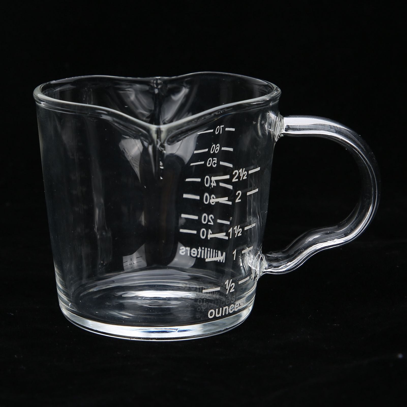 Coffee Cup with Double Spouts Scale Hand Made Borosilicate Glass Measuring Cup 70ml