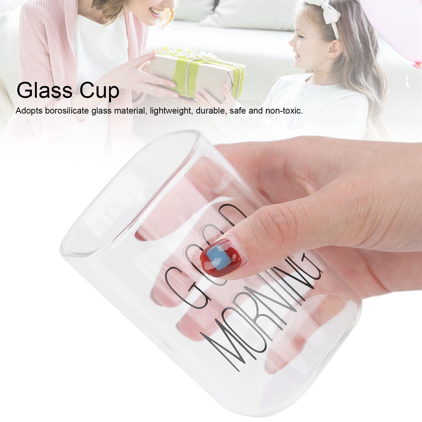 Transparent Milk Cup Innovative Coffee Mug Tea Drink Glass Drinkware for Home ShopBlack Label 240ml