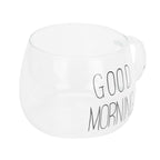 Coffee Cup Transparent Borosilicate Glass Mug with Handle for Milk Tea Cocktail BeverageBlack Label