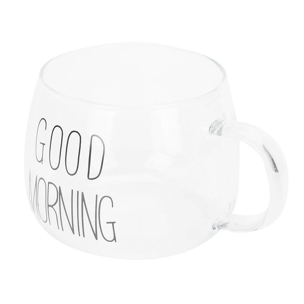 Coffee Cup Transparent Borosilicate Glass Mug with Handle for Milk Tea Cocktail BeverageBlack Label