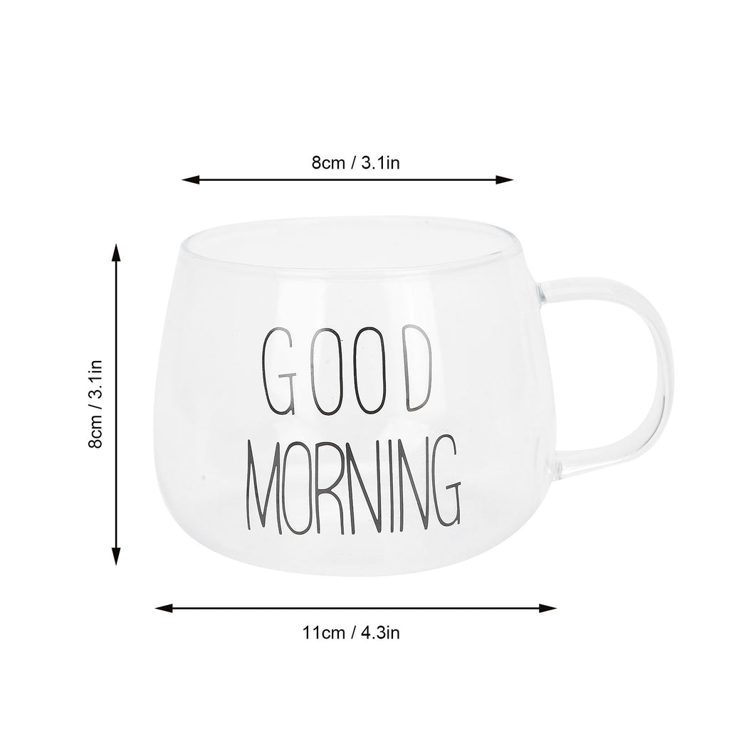 Coffee Cup Transparent Borosilicate Glass Mug with Handle for Milk Tea Cocktail BeverageBlack Label