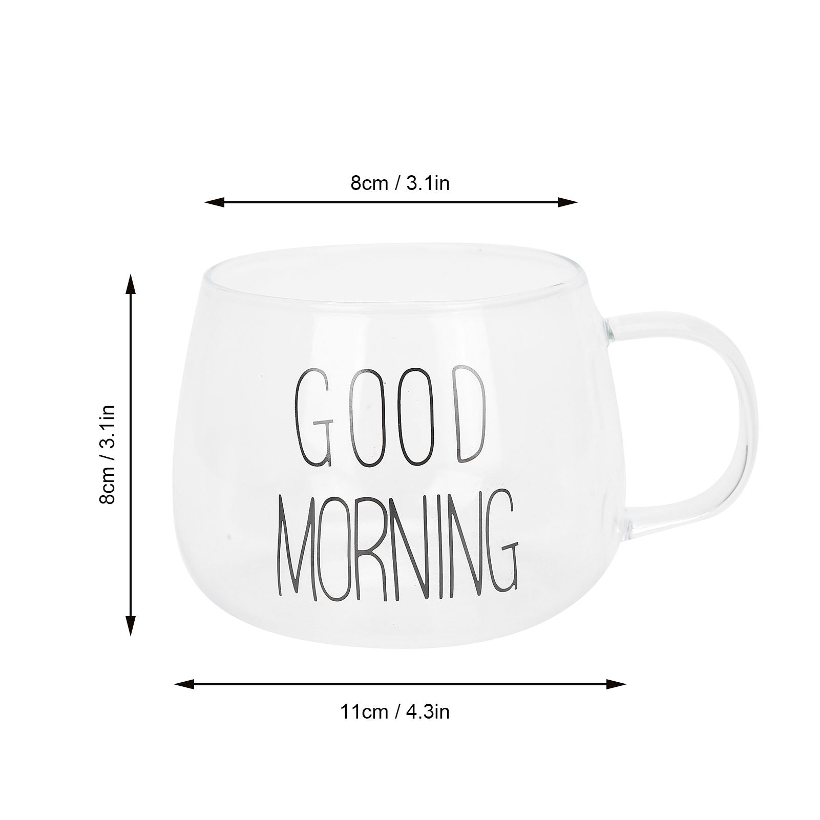 Coffee Cup Transparent Borosilicate Glass Mug with Handle for Milk Tea Cocktail BeverageBlack Label