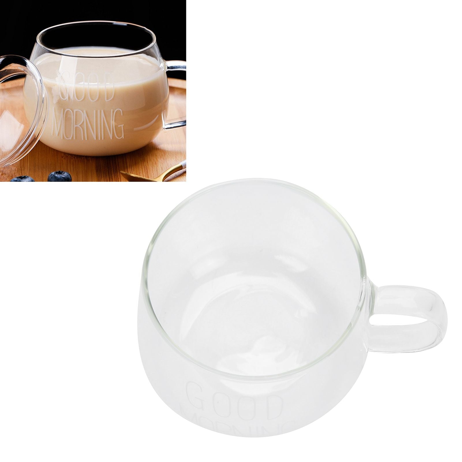 Coffee Cup Transparent Borosilicate Glass Mug with Handle for Milk Tea Cocktail BeverageWhite Label