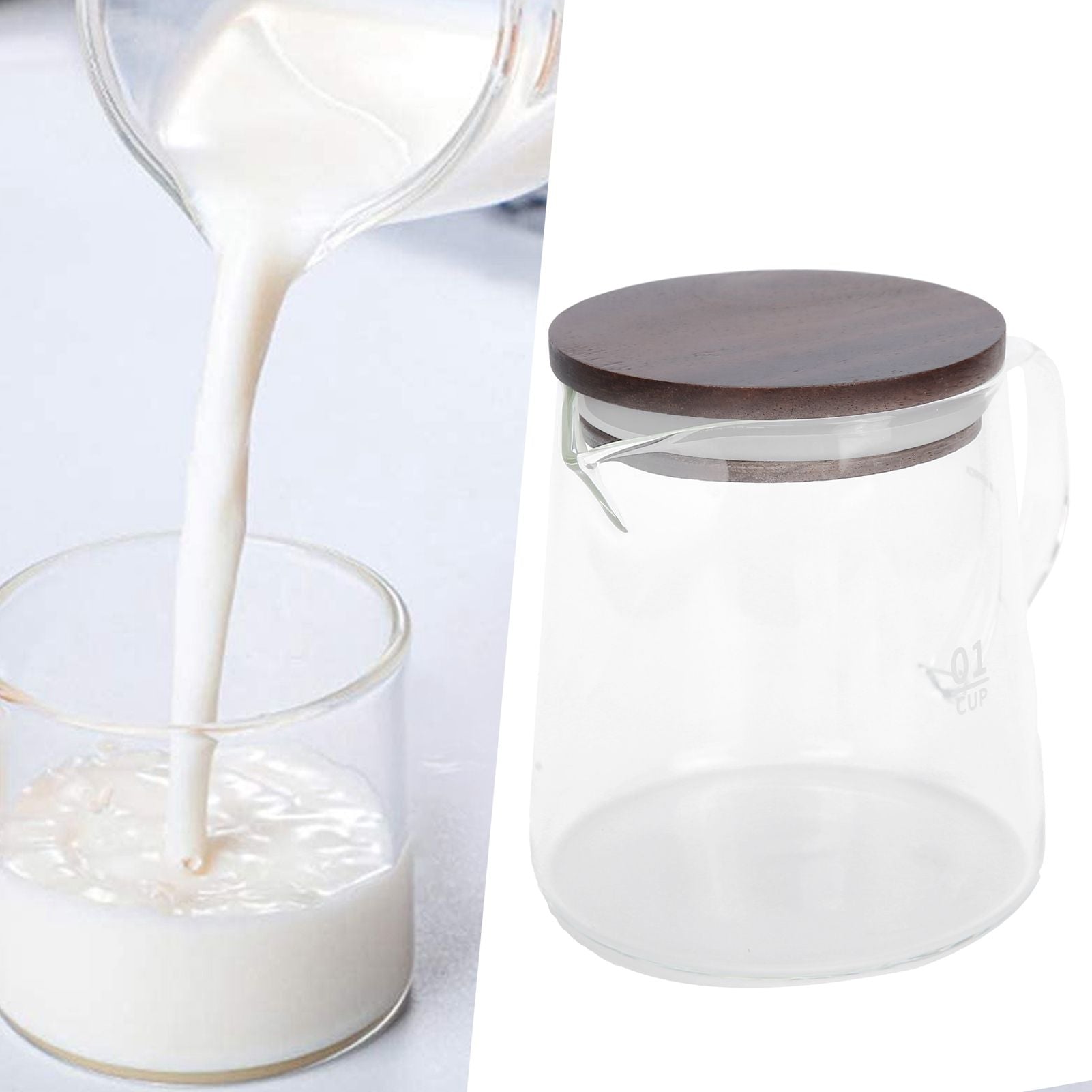 Coffee Pot with Lid HeatResistant Glass Heat Insulation Handle Kettle for Tea Milk Juice(300ml )