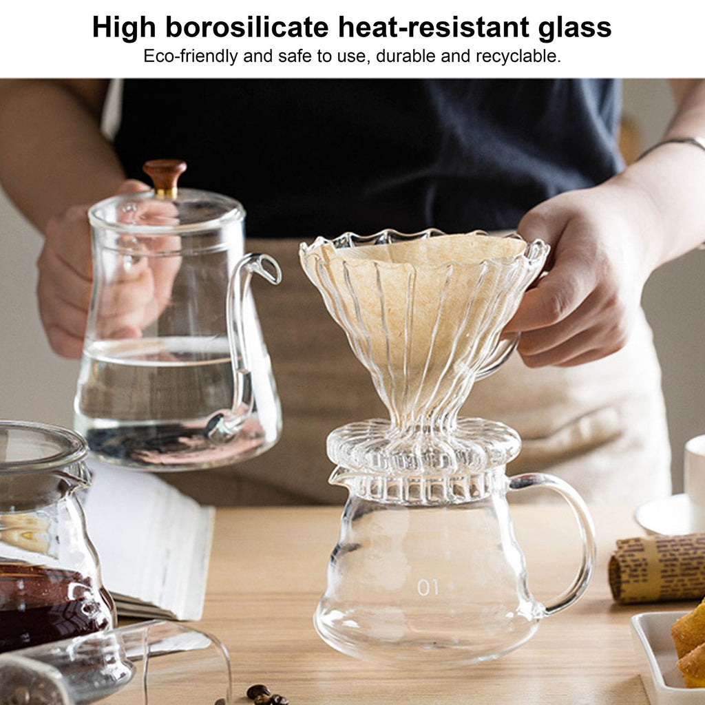 Glass Pour Over Coffee Dripper Cone Filter Cup Coffee Machine Accessories Home Office Use