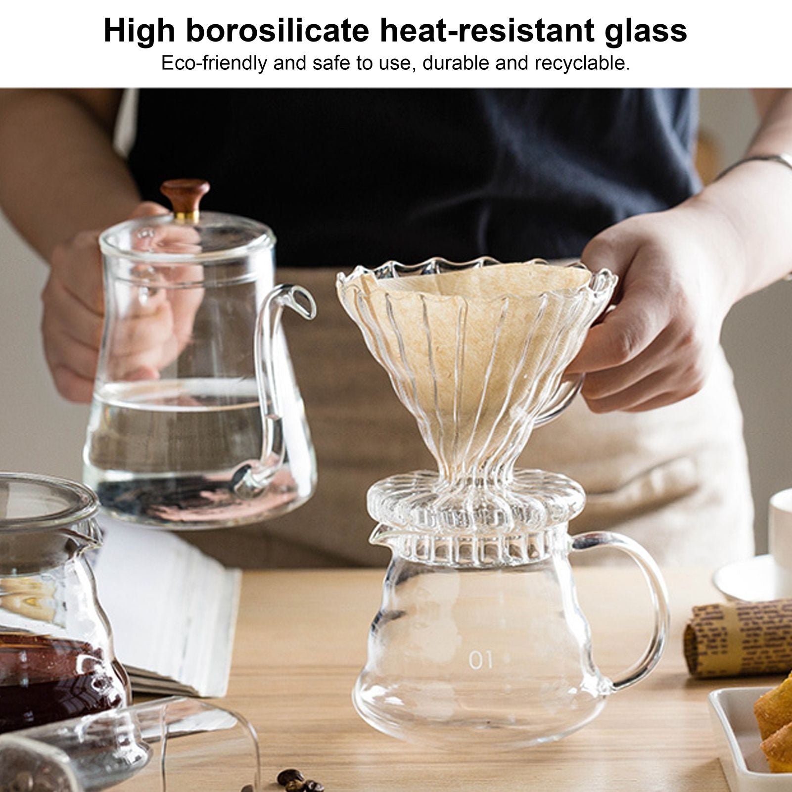 Glass Pour Over Coffee Dripper Cone Filter Cup Coffee Machine Accessories Home Office Use