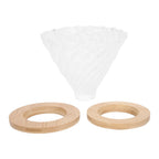 Pour Over Coffee Dripper Cone Filter Cup Coffee Maker Accessories with Wood Base Home Office Use