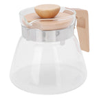 Pour Over Coffee Maker 600ml Glass Coffee Server Pot with Wooden Handle Lid for Home Office