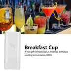 400ml Water Cup Square Heat-Resistant Glass Mug Beverage Milk Breakfast Cup DrinkwareHorse Pattern