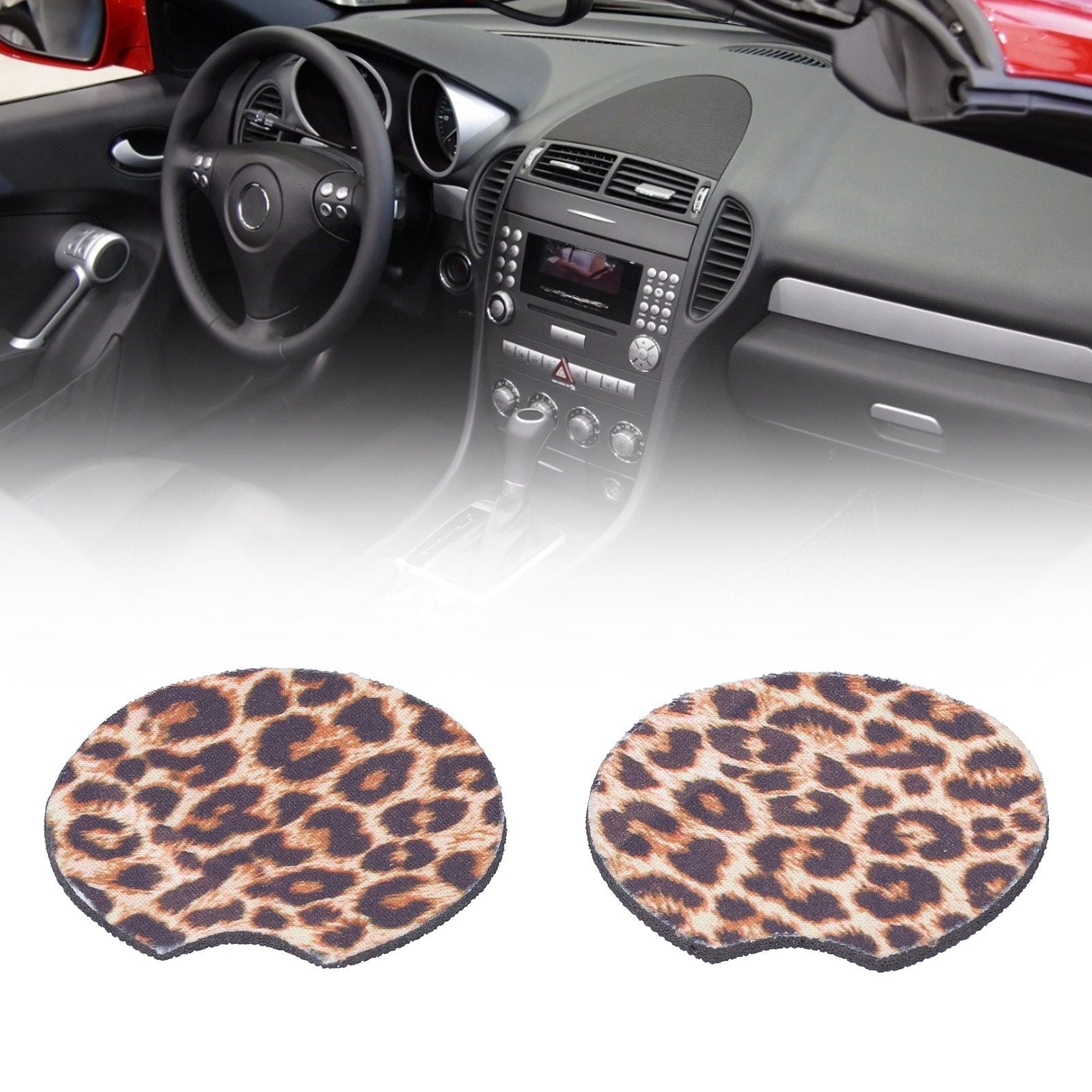 2Pcs Teacup Mat Waterproof Non Slip Car Coaster Neoprene Printed Cup Pad Protector