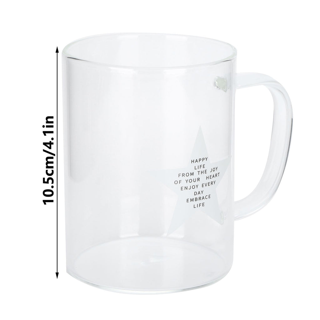 350ml Transparent Milk Cup Coffee Mug Tea Glass Drinkware with Handle for Kitchen Supplies(Five Pointed Star )